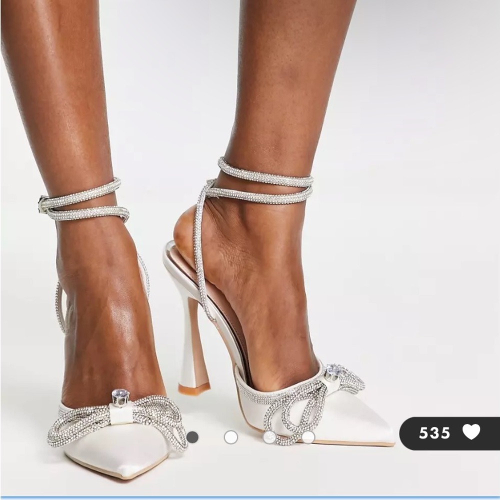 Be Mine Bridal Armela crystal bow heel shoes in ivory
